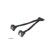 AKASA 15pin SATA Apa -> 2x15pin SATA 90° anya  Adapter - 15 cm