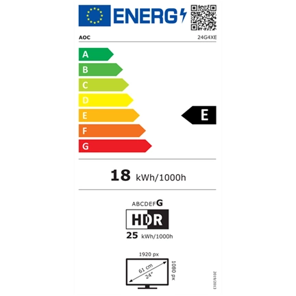 AOC 24G4XE FHD Fast IPS HDR10 180Hz G-SYNC Compatible + Adaptive Sync