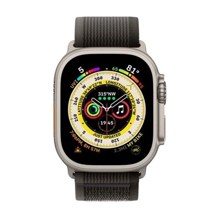 APPLE Watch Ultra 49mm Cellular titántok, fekete-szürke terep pánt S/M