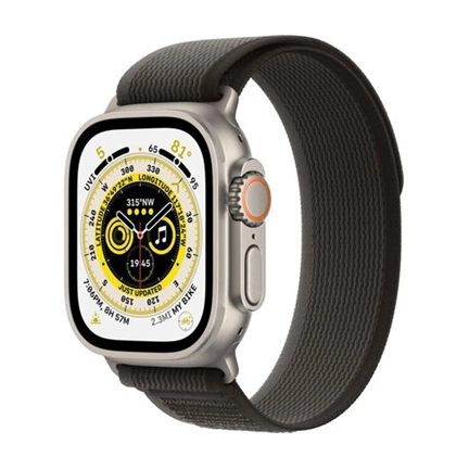 APPLE Watch Ultra 49mm Cellular titántok, fekete-szürke terep pánt S/M