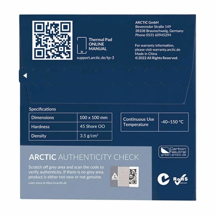 ARCTIC TP-3 100x100mm, 1.0mm