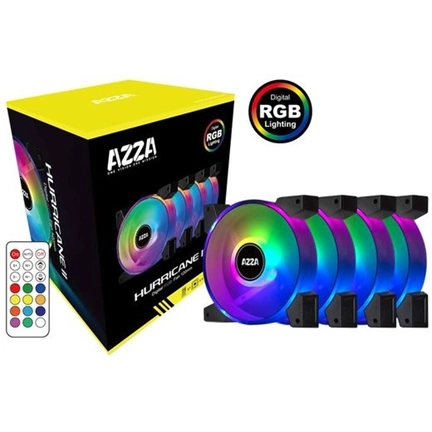 AZZA Hurricane II ARGB fan KIT 12cm 4-in-1 set + RF Remote control