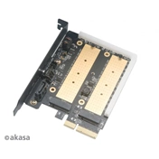 Akasa M.2 PCIe and M.2 SATA SSD adapter card with RGB LED light and heatsink