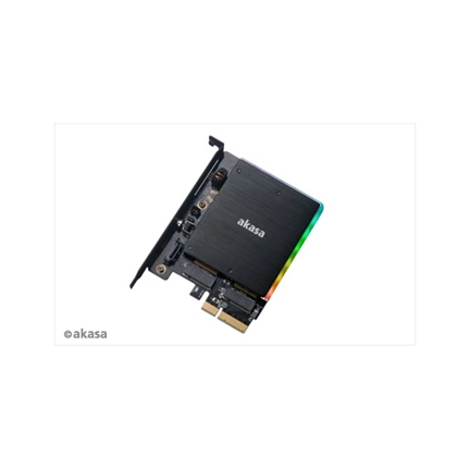 Akasa M.2 PCIe and M.2 SATA SSD adapter card with RGB LED light and heatsink