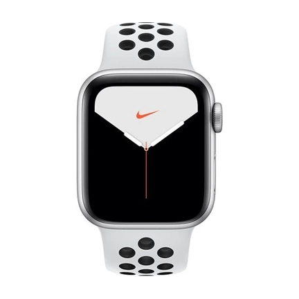 Apple Watch S5 Nike 40mm alumínium ház okosóra ezüst (fehér-fekete sportszíj)