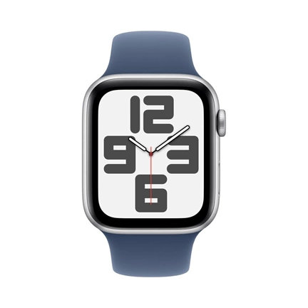 Apple Watch SE2 v3 GPS (44mm) ezüst alumínium tok, denim sportszíj (M/L) okosóra