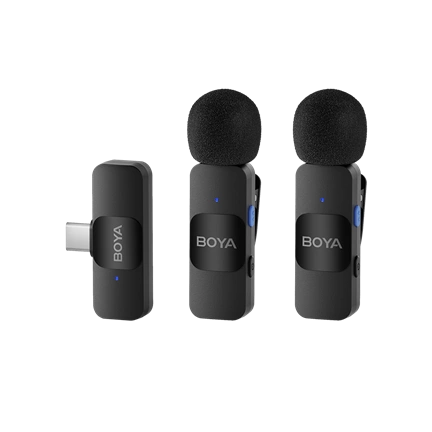 BOYA V Series vezeték nélküli mikrofon USB-C csatlakozós eszközökhöz, 2 adó + 1 vevő