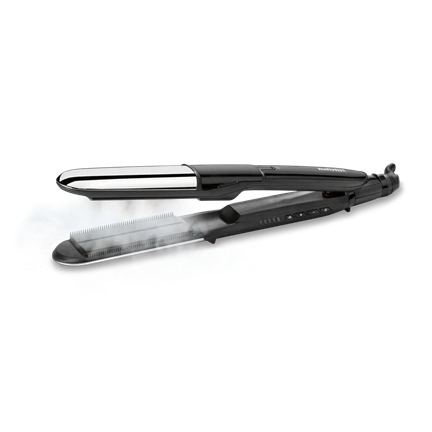 BaByliss ST496E Steam Shine Styler gőzölős hajvasaló és göndörítő, fekete-ezüst