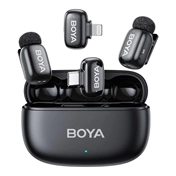 BOYA mini 2-01 Boya Mini 2 - 2 adó + 2 vevő (USB-C és Lightning csatlakozóval) + 1 töltőtok. - Fekete