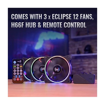 COOLER  Aerocool Eclipse 12 Pro 12cm 3db-os szett + Vezérlő