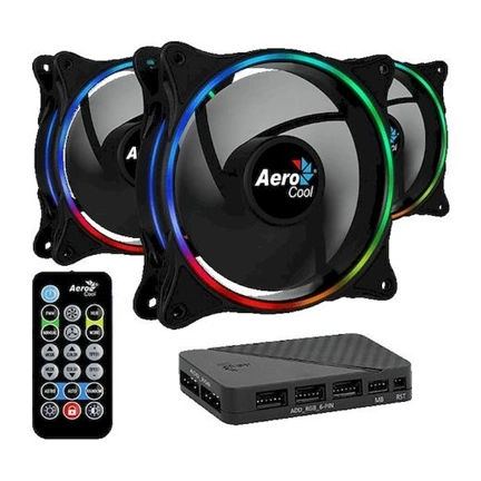 COOLER  Aerocool Eclipse 12 Pro 12cm 3db-os szett + Vezérlő