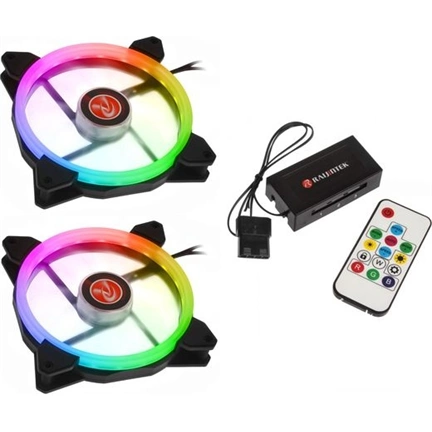 COOLER RAIJINTEK Iris 14cm Rainbow RGB LED 2-es csomag vezérlővel