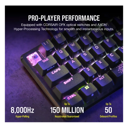 CORSAIR K65 PRO MN BLK OPX SILVER Gamer billentyűzet