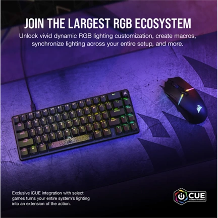 CORSAIR K65 PRO MN BLK OPX SILVER Gamer billentyűzet
