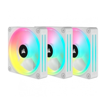 CORSAIR iCue Link QX120 RGB 120mm PWM PC Fans Starter Kit with iCue Link System Hub - White