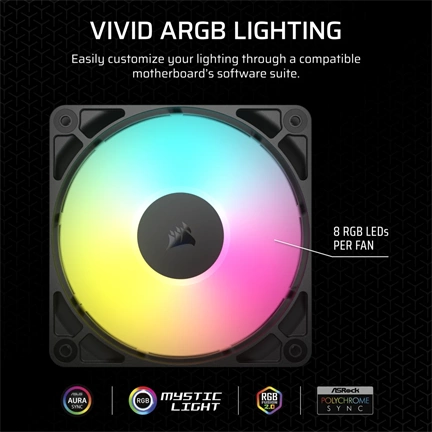 Corsair RS120 ARGB – 120mm PWM ventilátor – fekete
