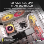Corsair iCUE LINK Titan 360 RX LCD ARGB komplett vízhűtőrendszer - fehér
