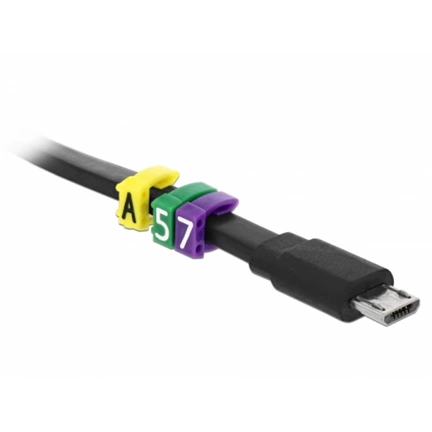 DELOCK 100 db különböző színű kábel jelölő csat 0-9 számjelöléssel
