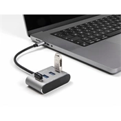 DELOCK 4 USB Type-A 3.2 Gen 1 portos hub USB Type-C csatlakozóval, portok felül