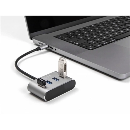 DELOCK 4 USB Type-A 3.2 Gen 1 portos hub USB Type-C csatlakozóval, portok felül