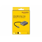 DELOCK 4 USB Type-A 3.2 Gen 1 portos hub USB Type-C csatlakozóval, portok felül