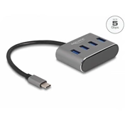 DELOCK 4 USB Type-A 3.2 Gen 1 portos hub USB Type-C csatlakozóval, portok felül