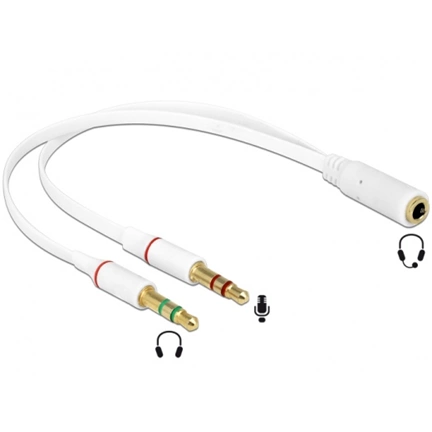 DELOCK Adapter  1x 3,5mm sztereo jack anya > 2x 3,5mm sztereo jack apa - 0,2m