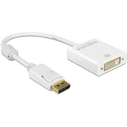 DELOCK Adapter Displayport 1.2-dugós csatlakozó > DVI-csatlakozóhüvely 4K aktív fehér (62600)