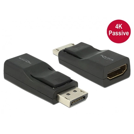 DELOCK Adapter Displayport 1.2-dugós csatlakozó > HDMI-csatlakozóhüvely 4K passzív fekete (65685)