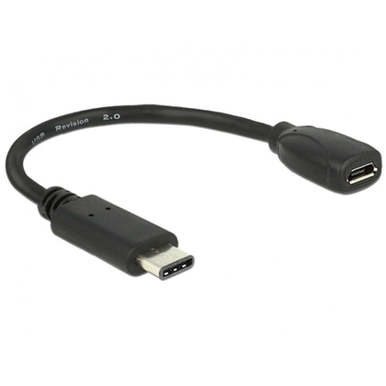 DELOCK Adapter USB Type-C 2.0 dugó > USB 2.0 Micro-B típusú hüvely 15 cm fekete (65578)