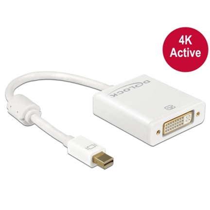 DELOCK Adapter mini Displayport 1.2-dugós csatlakozó > DVI-csatlakozóhüvely 4K aktív fehér (62604)