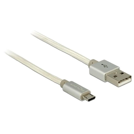 DELOCK Cable USB2.0 Type-A apa > USB2.0 micro-B textil bevonatú adat- és tápkábel - 0,15m - Fehér (83913) DELOCK Cable USB2.0 Type-A apa > USB2.0 micro-B textil bevonatú adat- és tápkábel - 0,15m - Fehér (83913)