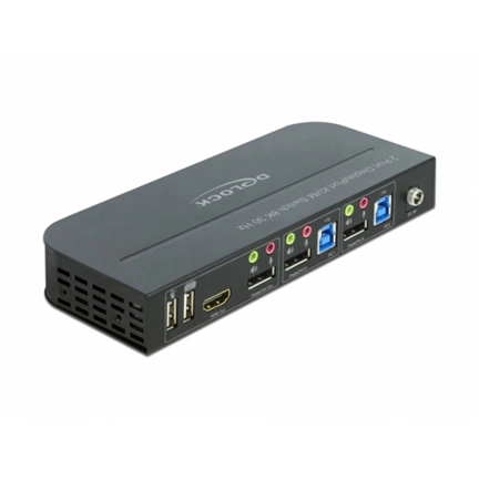DELOCK DisplayPort 1.4 KVM switch 8K 30 Hz USB 3.0-vel és audióval