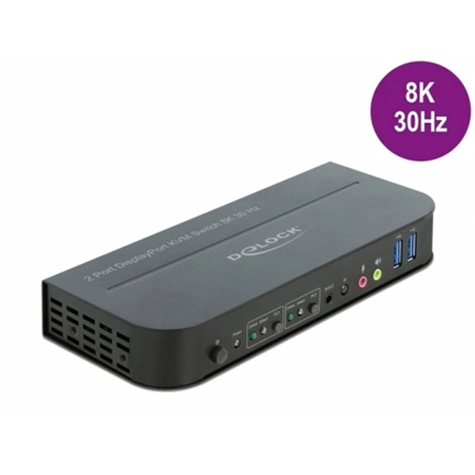 DELOCK DisplayPort 1.4 KVM switch 8K 30 Hz USB 3.0-vel és audióval