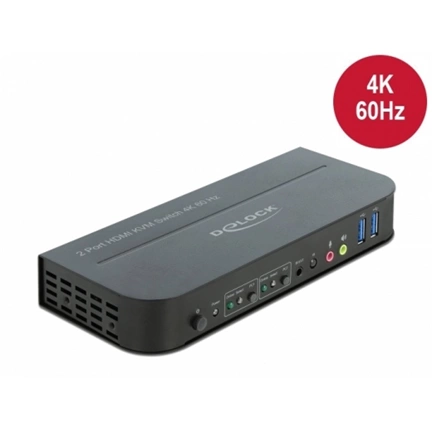 DELOCK HDMI KVM switch 4K 60 Hz USB 3.0-vel és audióval