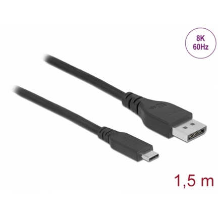 DELOCK Kétirányú USB Type-C - DisplayPort kábel (DP Alt Mode) 8K 60 Hz 1,5 m DP 8K ellenőrzött (3 év) DELOCK Kétirányú USB Type-C - DisplayPort kábel (DP Alt Mode) 8K 60 Hz 1,5 m DP 8K ellenőrzött (3 év)