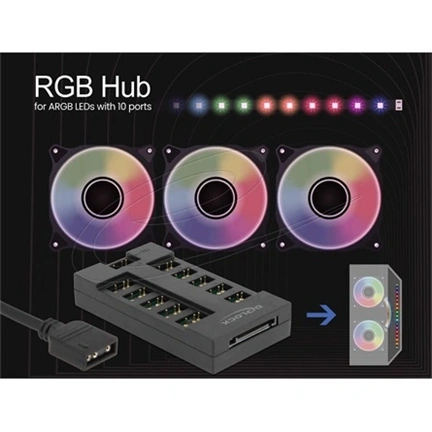 DELOCK RGB Hub 10 porttal ARGB LED-ekhez