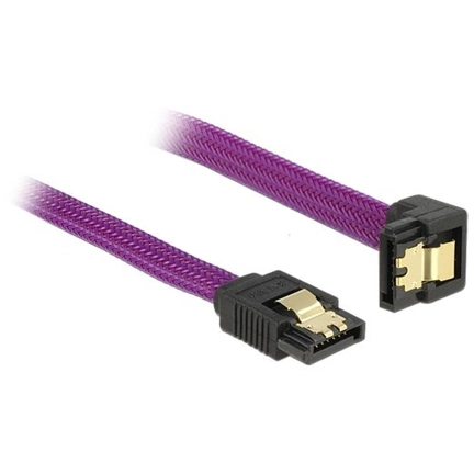 DELOCK SATA cable down/straight metal purple Premium 20cm (83694)