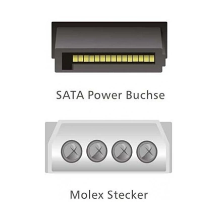 DELOCK Tápkábel Molex 4pin male -> SATA 15pin female (60100)