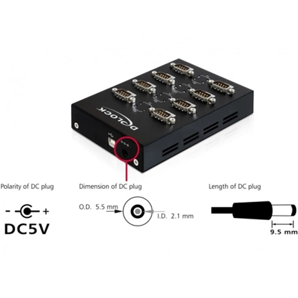DELOCK USB 2.0 to 8 x Serial Adapter (61860)
