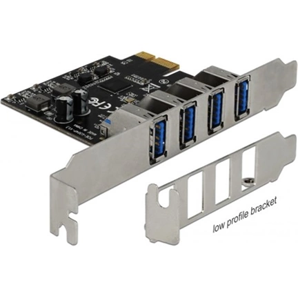 DELOCK USB 3.0 PCI Express Kártya, 4 x külso A-típusú anya csatlakozóval (3 év)