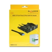 DELOCK USB 3.0 elülső panel, 2-portos, belső 19 Pin USB 3.0 pin fejes (61896)