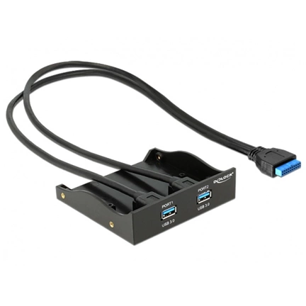 DELOCK USB 3.0 elülső panel, 2-portos, belső 19 Pin USB 3.0 pin fejes (61896)