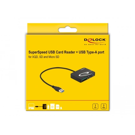 DELOCK USB 3.2 Gen 1 Type-A XQD/SD/MicroSD kártyaolvasó
