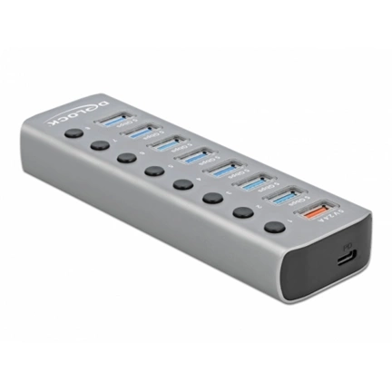 DELOCK USB 3.2 Gen 1 hub 7 port + 1 gyorstöltő port + 1 USB-C PD 3.0 port + kapcsoló és megvilágítás DELOCK USB 3.2 Gen 1 hub 7 port + 1 gyorstöltő port + 1 USB-C PD 3.0 port + kapcsoló és megvilágítás