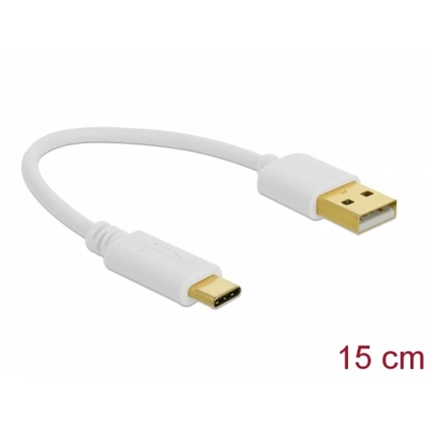 DELOCK USB Type-A / Type-C töltőkábel 15cm fehér