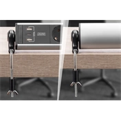 DIGITUS DA-70624 Asztali alumínium 6 schuko dugaljas 2x USB A 1x USB-C  port hálózati elosztó