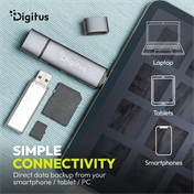DIGITUS DA-70886 USB Type-A/Type-C 3.2 Gen1 1x MicroSD/SD kártyaolvasó