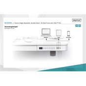 DIGITUS DA-90406 Elektromosan állítható magasságú fehér íróasztal USB-töltővel és fiókkal