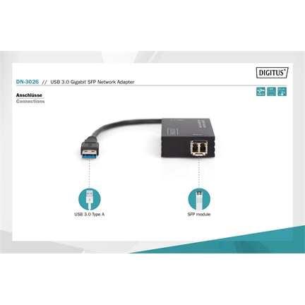 DIGITUS DN-3026 USB 3.0 Gigabit SFP hálózati adapter